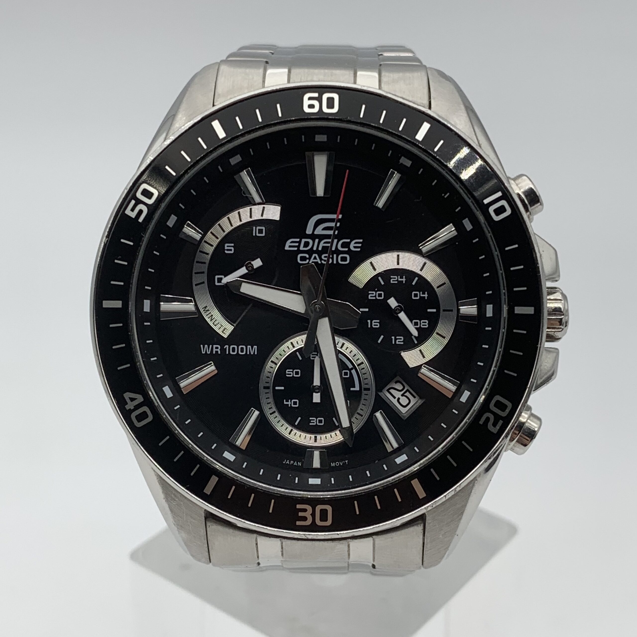 CASIO 48mm stainless steel strap black men's quartz watch with additional functions EFR-552D-1A2VU (95% New)