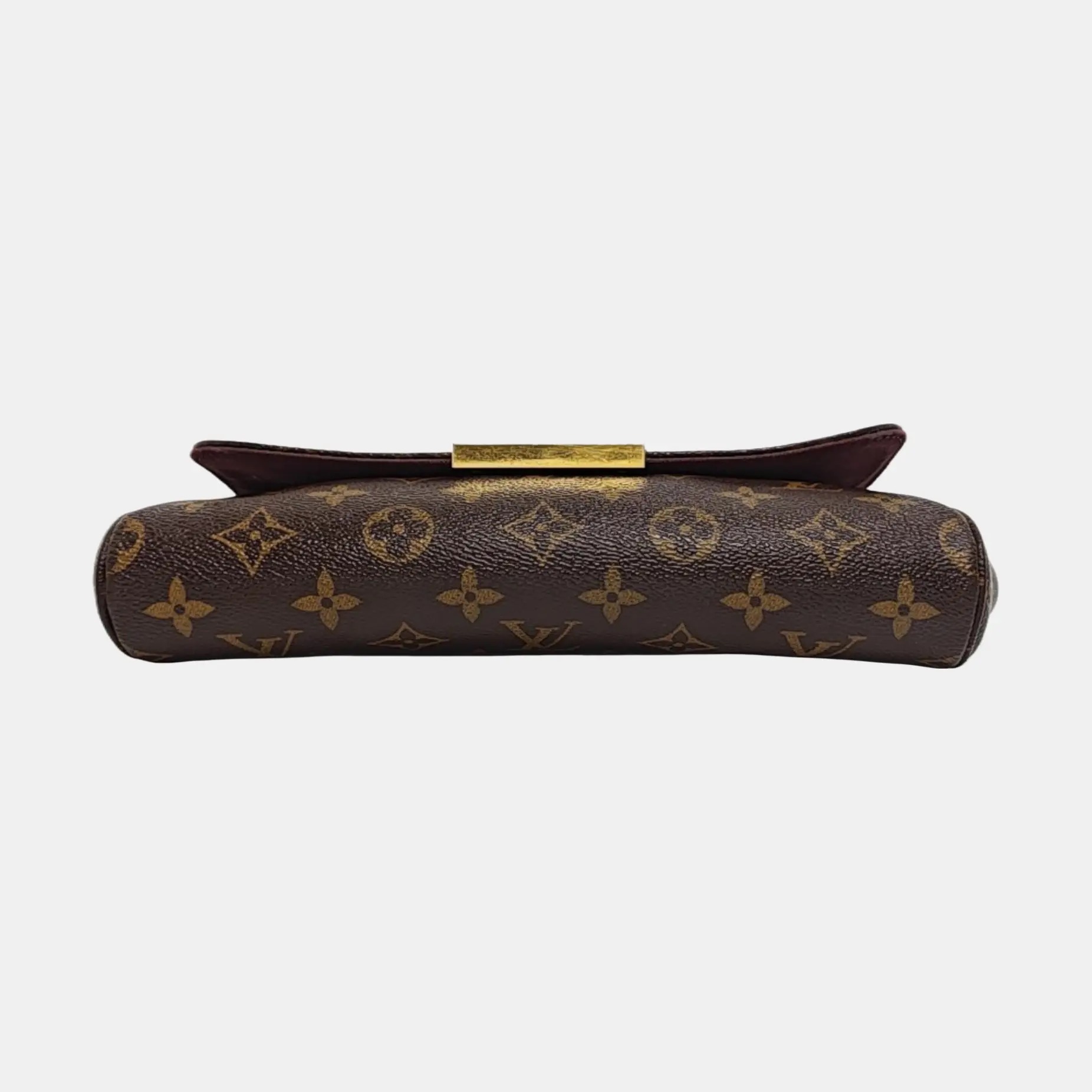 LOUIS VUITTON FAVORITE medium-sized brown coated canvas vintage handbag with gold hardware (90% New)
