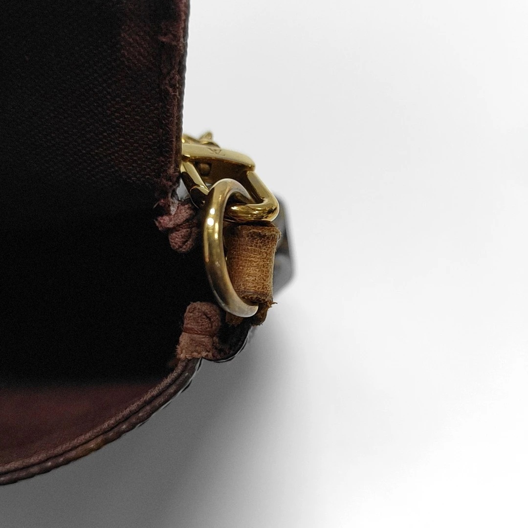 LOUIS VUITTON FAVORITE medium-sized brown coated canvas vintage handbag with gold hardware (90% New)