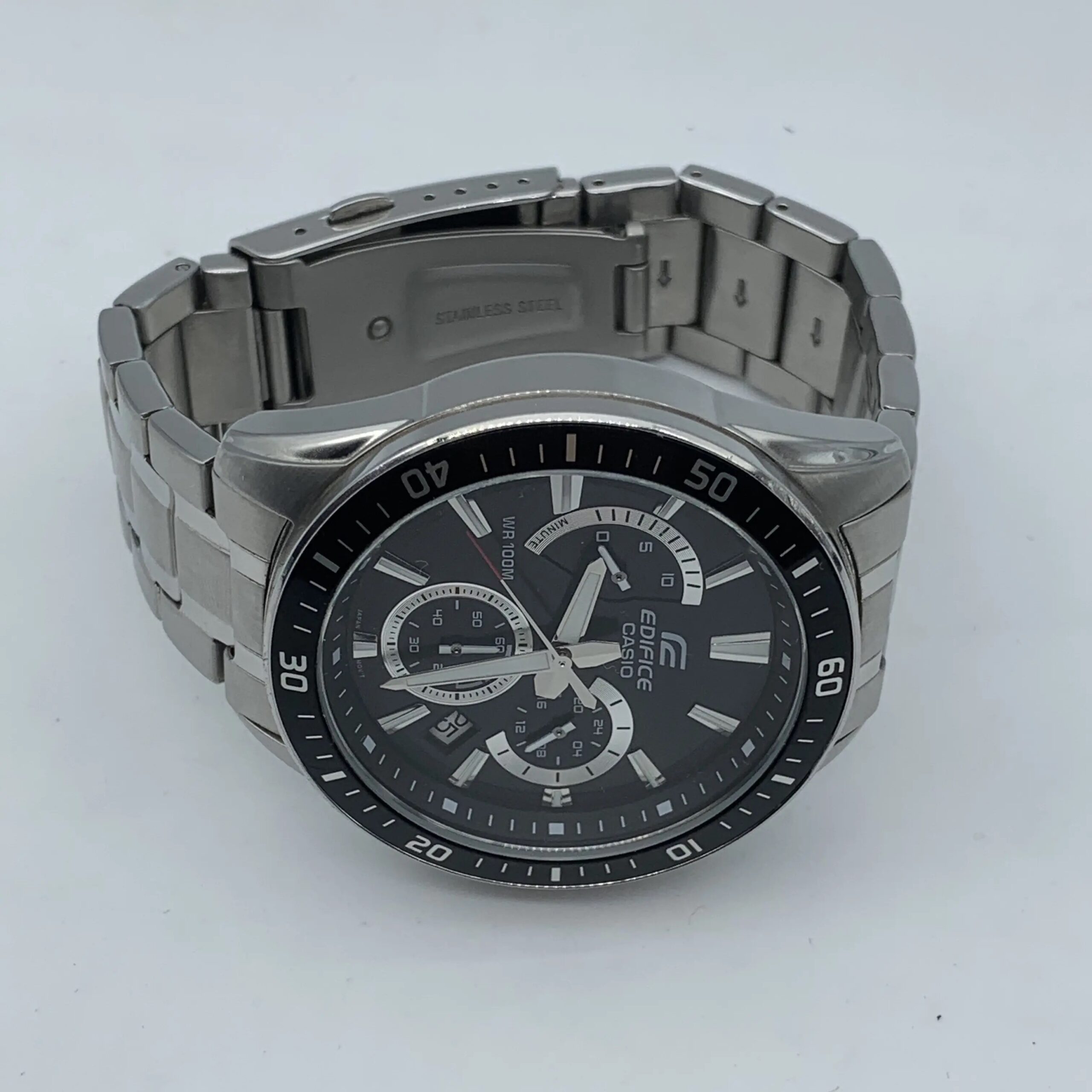 CASIO 48mm stainless steel strap black men's quartz watch with additional functions EFR-552D-1A2VU (95% New)